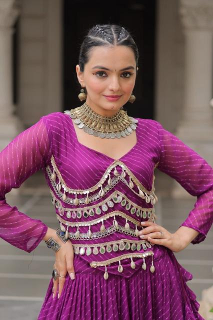 NAVRATRI KA 5047 Leheriya Purple Party wear lehenga choli in Pune